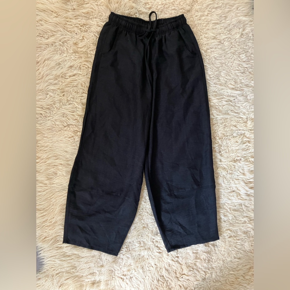 EvaLess Black Drawstring Wide Leg Pants